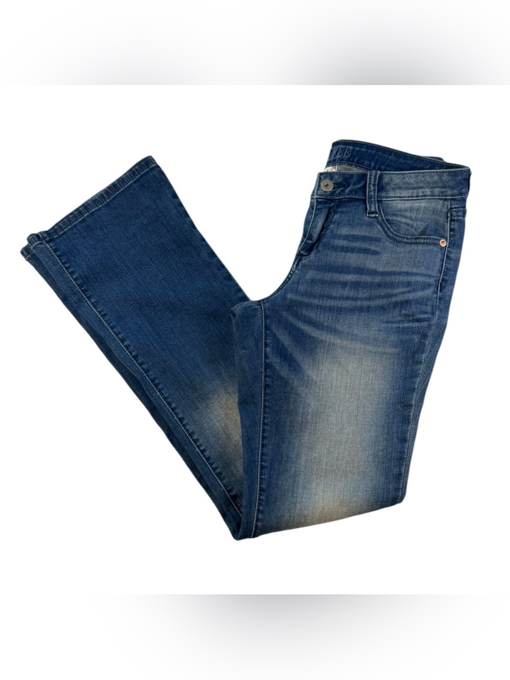 Decree Women's Dark Blue Flare Jeans with Embroidered Back Pocket - Picture 2 of 10